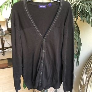 🇺🇸 ALAN FLUSSER Black Cardigan Sweater, Size XL